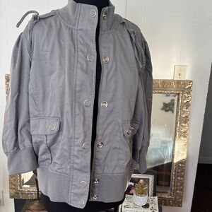 Stylish crop zip & snap-Up 3/4 sleeve Jacket 3x